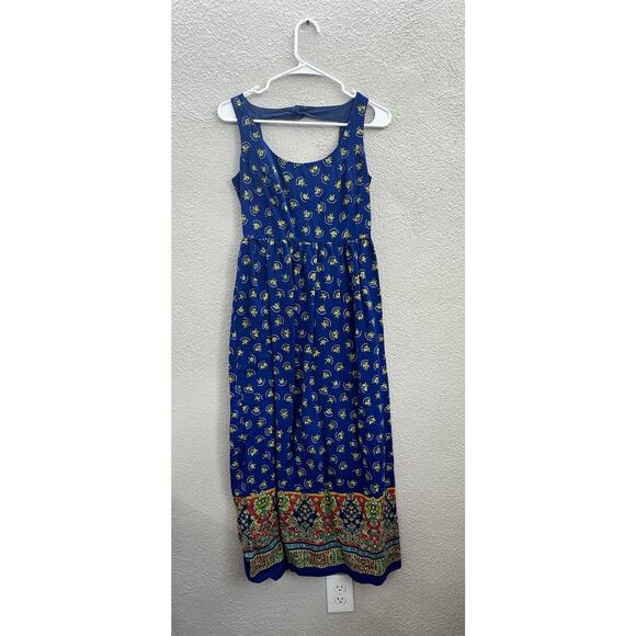 Lanz of Salzburg Womens Dress Size Unknown Blue Midi Floral Vintage Open Back - Picture 1 of 8